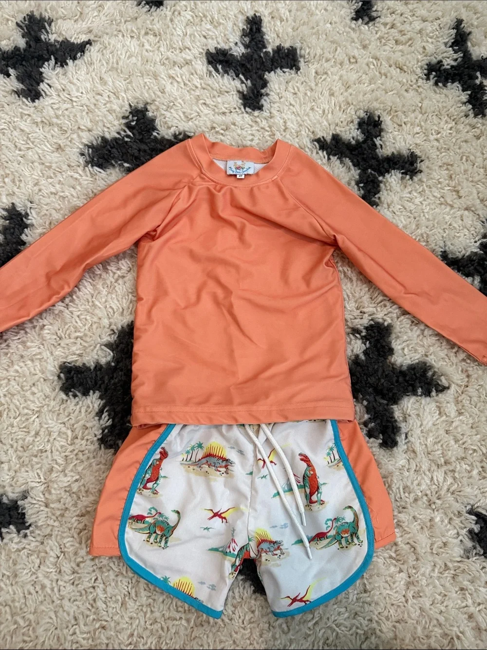 Smocked swim trunks & rash guard set